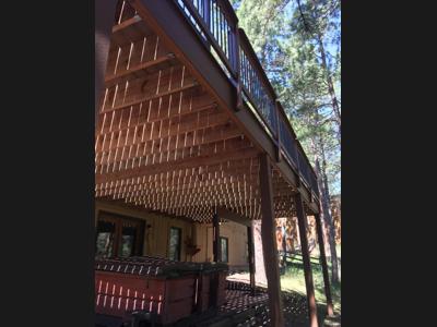 Deck with Stairway, Custom Rail & Accent Lighting by Deck Works in Colorado Springs