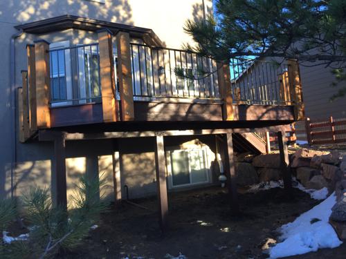 Deck with Stairway and Iron Rail Built by Deck Works in Colorado Springs