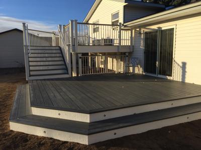 Multi Level Deck & Patio with Stairways & Accent Lighting by Deck Works in Colorado Springs