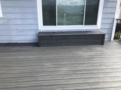Painted Deck with Stairway, Iron Rails, Shelves & Accent Lighting built by Deck Works in Colorado Springs