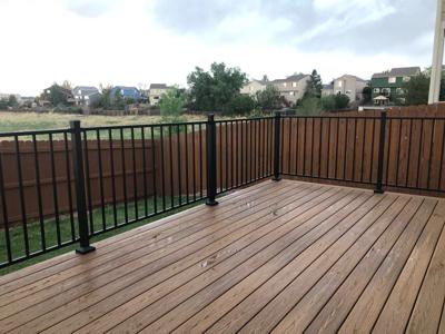 Composite Deck with Iron Rail and Deck Skirt built by Deck Works in Colorado Springs