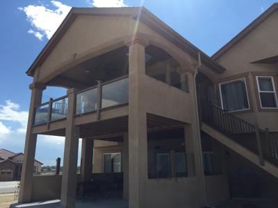 Stucco Deck with Stairway & Outdoor Living Space by Deck Works in Colorado Springs