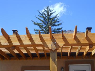 Hardwood Deck with Stairway, Custom Rails & Pergola by Deck Works in Colorado Springs