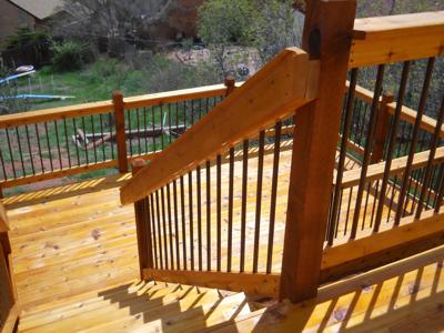 Multi Level Hardwood Deck with Custom Rail by Deck Works in Colorado Springs