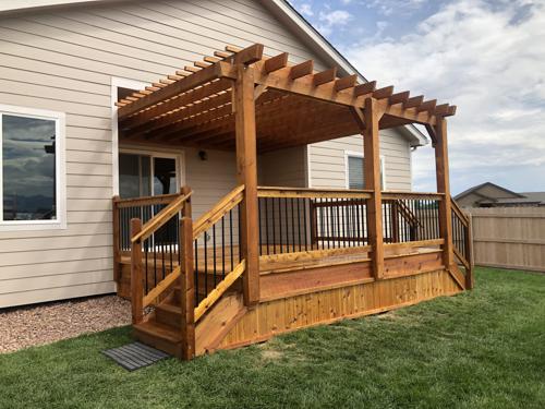 Hardwood Deck with Pergola Built by Deck Works in Colorado Springs