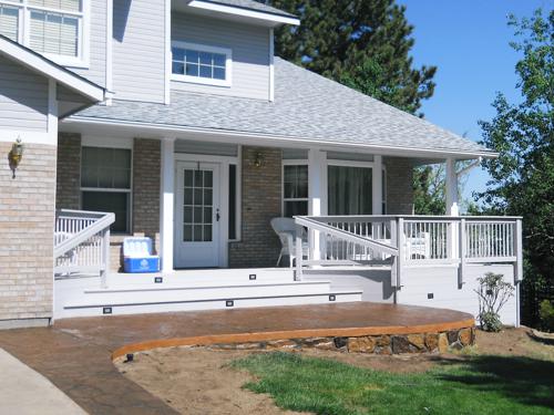 Covered Porch with Concrete Patio Built by Deck Works in Colorado Springs