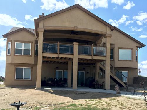 Stucco Deck with Stairway Built by Deck Works in Colorado Springs