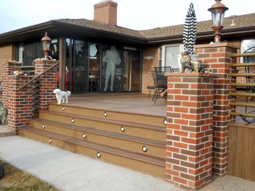 Composite Deck with Brick Posts Built by Deck Works in Colorado Springs