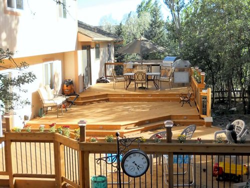 Multi Level Outdoor Living Area Built by Deck Works in Colorado Springs