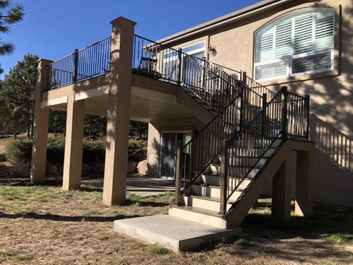 Stucco Deck with Stairway Built by Deck Works in Colorado Springs